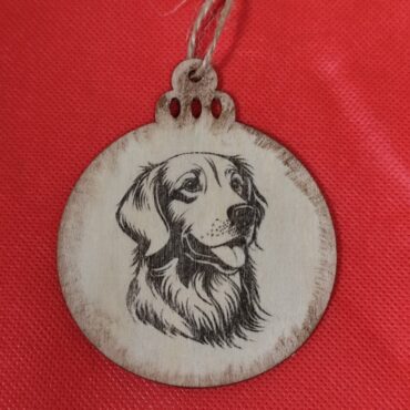 Kézműves fa karácsonyfadízs - Golden Retriever