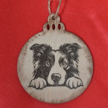 Kézműves fa karácsonyfadízs - Border Collie
